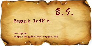 Begyik Irén névjegykártya